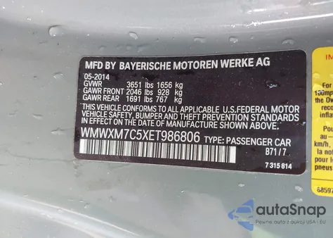 2014 Mini Hardtop Cooper S из США, поврежденный, VIN WMWXM7C5XET986806